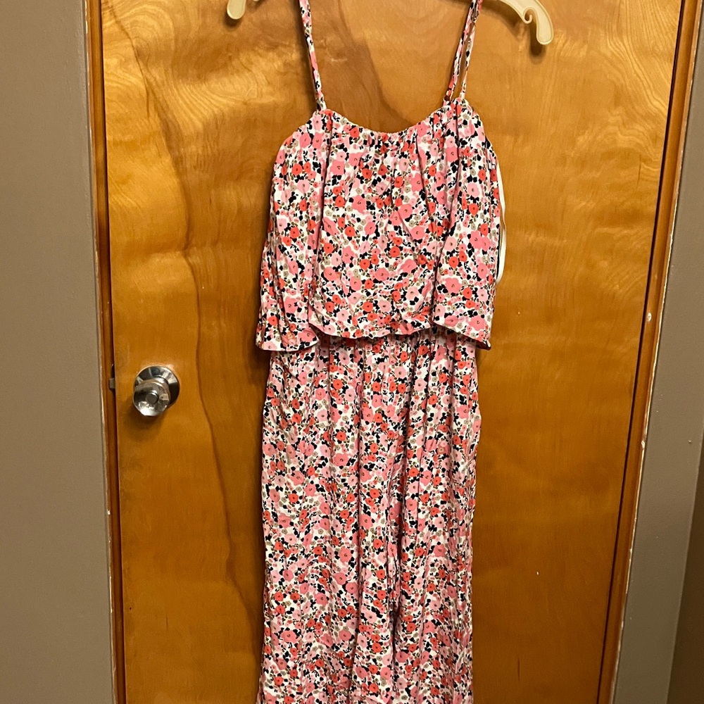TOMMY HILFIGER. Pink Floral Jumpsuit. Size Medium. Straps Adjust. POCKETS NWT